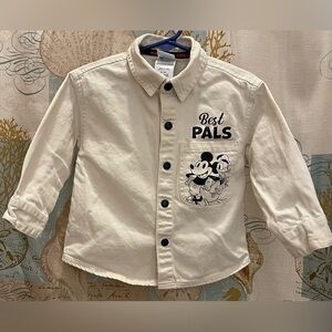Disney Mickey And Friends 2T Snap Jean Jacket Colorful Creme Boy Girl Toddler